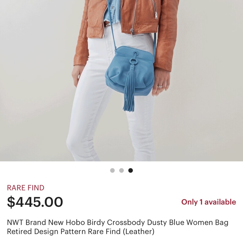 Brand New Hobo Birdy leather Crossbody Dusty Blue Women Bag